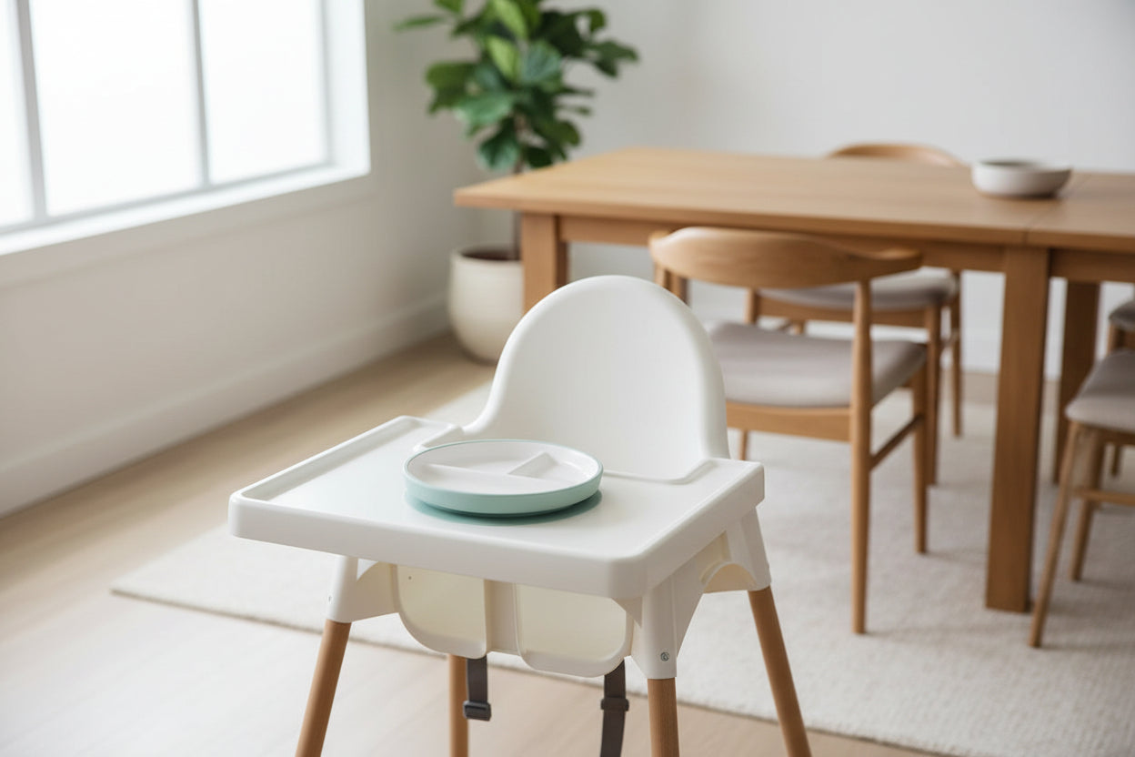 Ceramic Divided Toddler Plate with Suction Base
