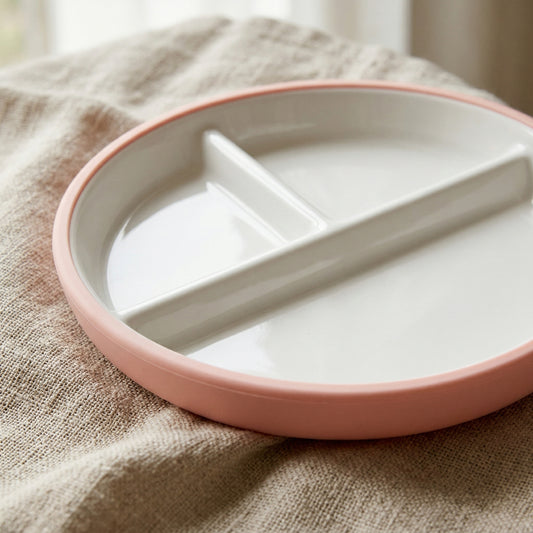 Ceramic Divided Kid's Plate with Suction Base